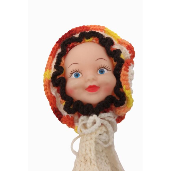 DOLL FACE Pot Holders Crochet Set of 2 Handmade Knitted 1970s Vintage - Picture 2 of 10